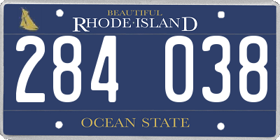 RI license plate 284038