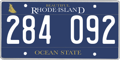 RI license plate 284092