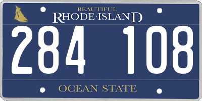 RI license plate 284108