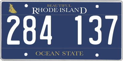 RI license plate 284137