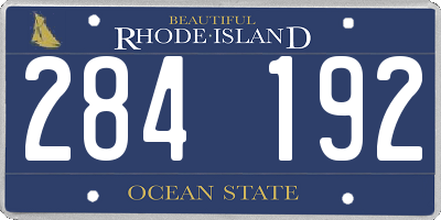 RI license plate 284192