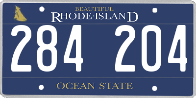 RI license plate 284204
