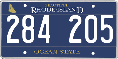 RI license plate 284205