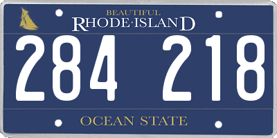 RI license plate 284218