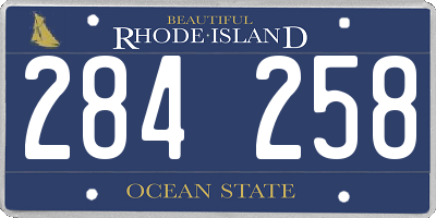 RI license plate 284258