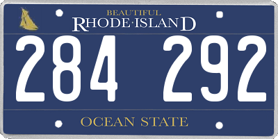 RI license plate 284292