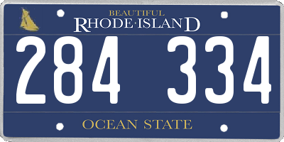 RI license plate 284334