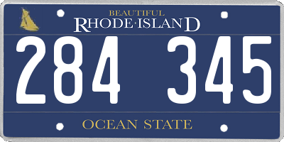 RI license plate 284345