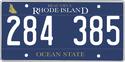 RI license plate 284385