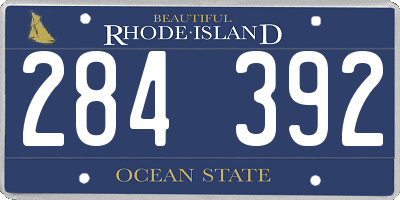 RI license plate 284392