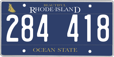 RI license plate 284418