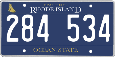 RI license plate 284534