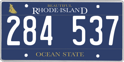 RI license plate 284537