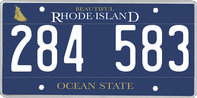 RI license plate 284583