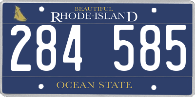 RI license plate 284585