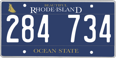 RI license plate 284734