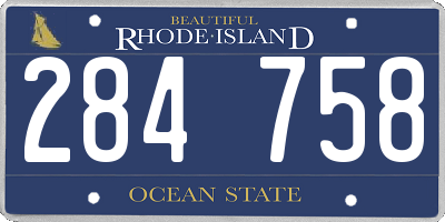 RI license plate 284758