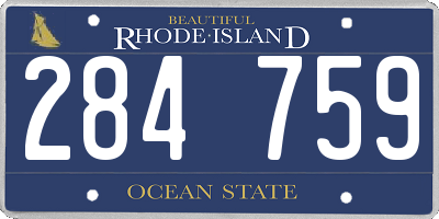 RI license plate 284759