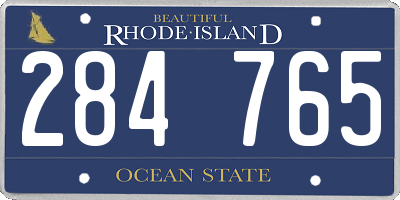 RI license plate 284765