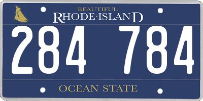 RI license plate 284784