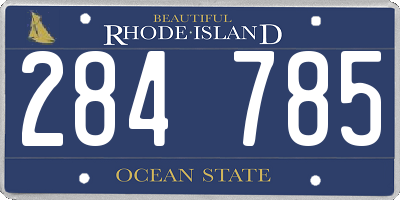 RI license plate 284785