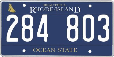 RI license plate 284803