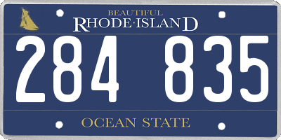 RI license plate 284835