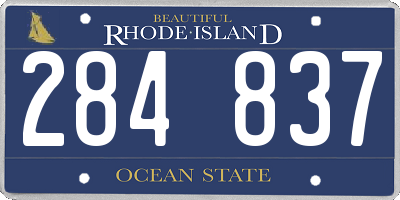 RI license plate 284837