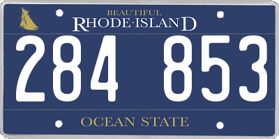 RI license plate 284853