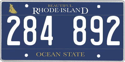 RI license plate 284892