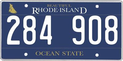RI license plate 284908