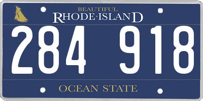 RI license plate 284918