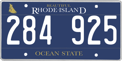 RI license plate 284925