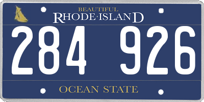 RI license plate 284926