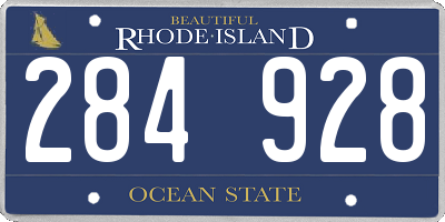 RI license plate 284928