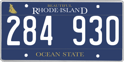 RI license plate 284930