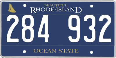 RI license plate 284932