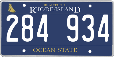 RI license plate 284934