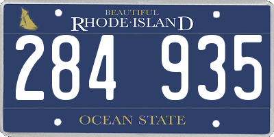 RI license plate 284935