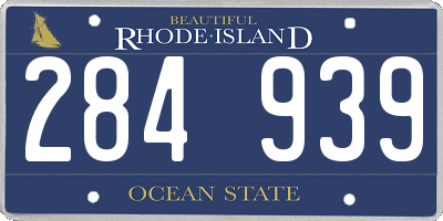 RI license plate 284939