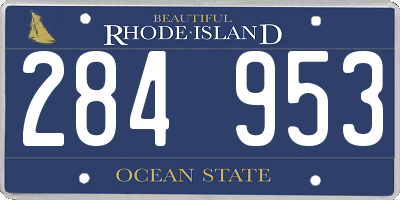 RI license plate 284953