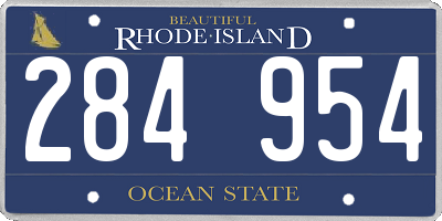 RI license plate 284954