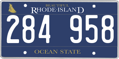 RI license plate 284958