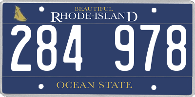 RI license plate 284978