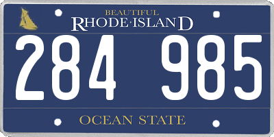 RI license plate 284985