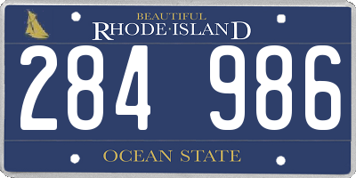 RI license plate 284986