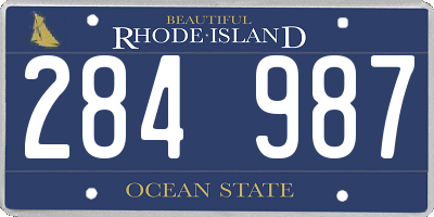 RI license plate 284987