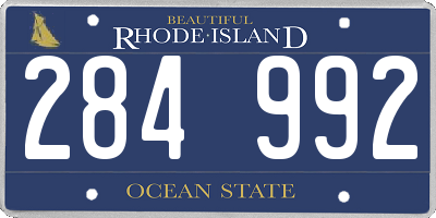 RI license plate 284992