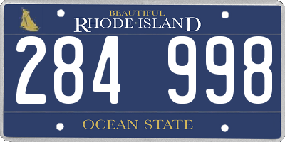 RI license plate 284998
