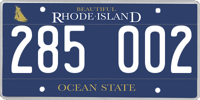 RI license plate 285002